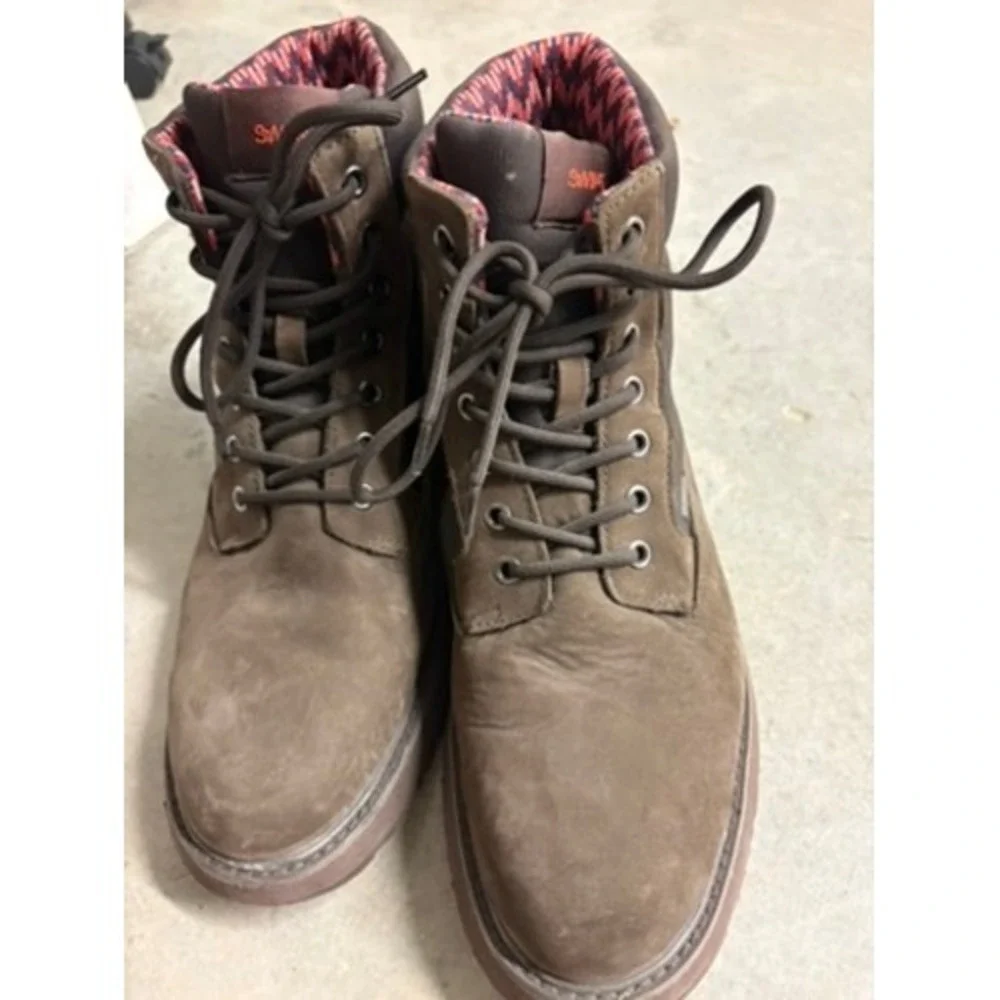 SWIMS Charles Brown Nubuck Leather Nylon Lace Up Boots Mens 9 Waterproof Norway